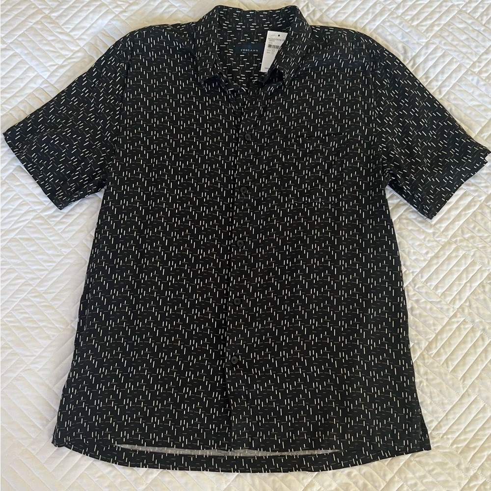 Toscano Mens Printed Button Down Silk Shirt